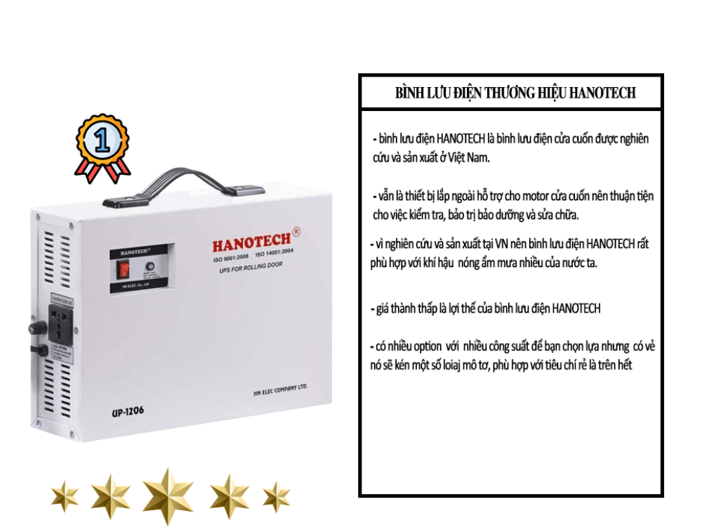 Bình lưu điện cửa cuốn Hanotech